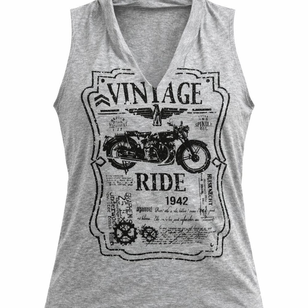 French Pastry Graphic Tank Top Gray Size L NWT Made in Mexico